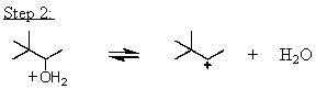 Which mechanistic step in the acid-catalyzed dehydration of 3,3-dimethyl-2-butanol is the rate determining step? A)    B)    C)    D)    E)   