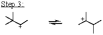 Which mechanistic step in the acid-catalyzed dehydration of 3,3-dimethyl-2-butanol is the rate determining step? A)    B)    C)    D)    E)   