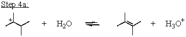 Which mechanistic step in the acid-catalyzed dehydration of 3,3-dimethyl-2-butanol is the rate determining step? A)    B)    C)    D)    E)   