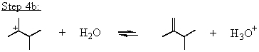 Which mechanistic step in the acid-catalyzed dehydration of 3,3-dimethyl-2-butanol is the rate determining step? A)    B)    C)    D)    E)   