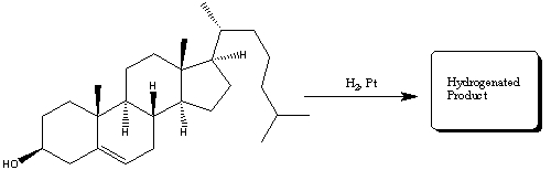 What will be the index of hydrogen deficiency in product of cholesterol undergoing catalytic hydrogenation with Pt?   A) 1 B) 2 C) 4 D) 5 E) none of these choices