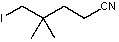  When 1,4-diiodo-2,2-dimethylbutane (0.10 mol) is treated with 0.10 mol of NaCN in dimethyl sulfoxide at 30<sup> \circ </sup>C,the product formed is: A)    B)    C)    D)    