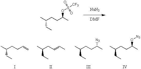 What would be the major product(s) of the following reaction?   A) I B) II C) III D) IV E) None of these choices.