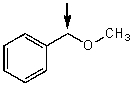Which one of the following best represents the predicted approximate chemical shift and coupling for the hydrogen(s) indicated with the arrow?   A) 1.10 ppm,singlet B) 2.10 ppm,triplet C) 3.40 ppm,triplet D) 4.5 ppm,singlet E) 5.3 ppm,doublet
