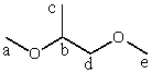 Consider the expected splitting of signal  b  in the <sup>1</sup>H NMR spectrum of 1,2-dimethoxypropane,shown below.Presuming that J<sub>bc</sub> is sufficiently different from J<sub>bd</sub> and that the instrument has sufficient resolving power,what is the theoretical multiplicity of signal  b ?   A) 2 B) 5 C) 6 D) 8 E) 12