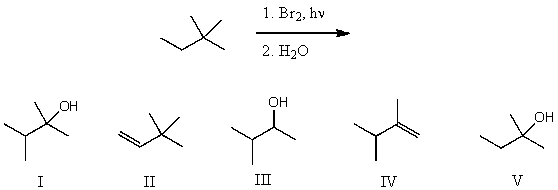 What is the product for the following reaction sequence?   A) I B) II C) III D) IV E) V