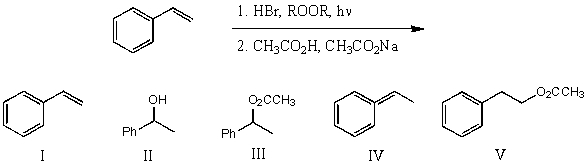 What would be the major product of the following reaction sequence?   A) I B) II C) III D) IV E) V