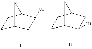 What is the relationship between alcohols I and II?   They are: A) conformers. B) constitutional isomers. C) enantiomers. D) diastereomers. E) identical.