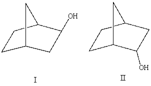 What is the relationship between alcohols I and II?   They are: A) conformers. B) constitutional isomers. C) enantiomers. D) diastereomers. E) identical.