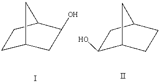 What is the relationship between alcohols I and II?   They are: A) conformers. B) constitutional isomers. C) enantiomers. D) diastereomers. E) identical.