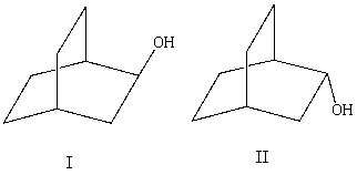 What is the relationship between alcohols I and II?   They are: A) conformers. B) constitutional isomers. C) enantiomers. D) diastereomers. E) identical.