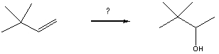 Which reaction can accomplish the following transformation in good yield:   A) H<sup>+</sup>/H<sub>2</sub>O B) oxymercuration/demercuration C) hydroboration/oxidation D) reaction with NaOH E) none of these choices