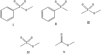 Which compound is a mesylate?     A) I B) II C) III D) IV E) V