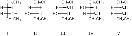 cis-3-Hexene is treated with meta-chloroperbenzoic acid and the product is then subjected to acid-catalyzed hydrolysis.What is the final product?   A) equal amounts I and II B) equal amounts I,II and V C) equal amounts III,IV and V D) equal amounts III and IV E) Only V