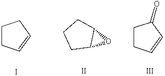 List the following compounds in order of increasing level of oxidation:   A) I,II,III B) III,II,I C) II,I,III D) III,I,II E) I,III,II