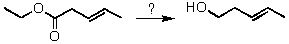 Which of the reagents listed below would efficiently accomplish the transformation of ethyl-3-pentenoate into 3-penten-1-ol?   A) i) LiAlH<sub>4</sub>; ii) H<sub>2</sub>O B) NaBH<sub>4</sub>,H<sub>2</sub>O C) H<sub>2</sub>,Pd D) Two of these choices. E) All of these choices.