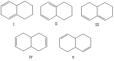 Select the structure of the conjugated diene.   A) I B) II C) III D) IV E) V