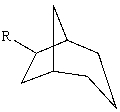 The substituent R on the bicyclic compound shown is considered to be?   A) axial B) equatorial C) endo D) exo E) trans