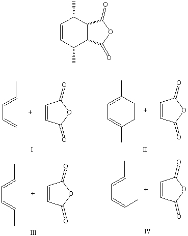 Which reaction would produce the following compound?   A) I B) II C) III D) IV E) None of these choices.