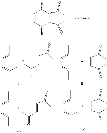 Which reaction would produce the following compound?   A) I B) II C) III D) IV E) None of these choices.