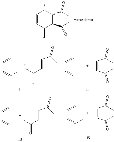 Which reaction would produce the following compound?   A) I B) II C) III D) IV E) None of these choices.
