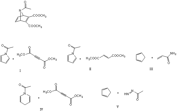 Which of the following pairs of compounds could be used as the basis for a Diels-Alder synthesis of the compound shown below?   A) I B) II C) III D) IV E) V