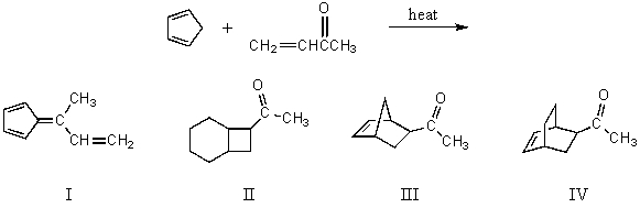 What would be the product of the following reaction?   A) I B) II C) III D) IV E) All of these choices.