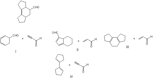 Which of the following would afford a synthesis of the following compound?   A) I B) II C) III D) IV E) None of these choices.