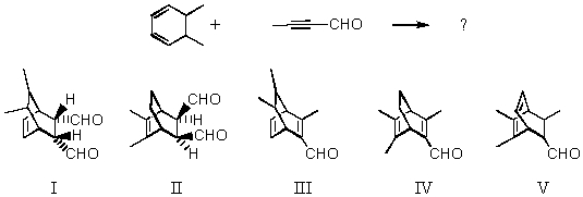Which is the major product of the following reaction?   A) I B) II C) III D) IV E) V