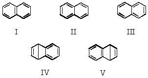 Which of these is the single best representation for naphthalene?   A) I B) II C) III D) IV E) V