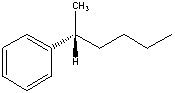 The complete name for the following compound is:   A) sec-Hexylbenzene B) 2-Phenylhexane C) (R) -2-Phenylhexane D) (S) -2-Phenylhexane E) Butylmethylphenylmethane