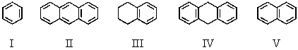 Which of these compounds absorbs at the longest wavelength in the UV-visible region?   A) I B) II C) III D) IV E) V