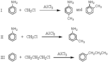 Which of the following reactions would give the product(s) indicated in substantial amounts (i.e.,in greater than 50% yield) ?   A) I B) II C) III D) All of these choices. E) None of these choices.