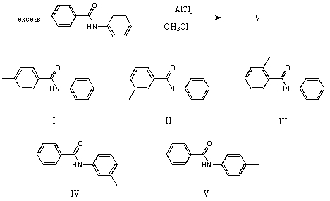 What would you expect to be the major product obtained from the following reaction?   A) I B) II C) III D) IV E) V
