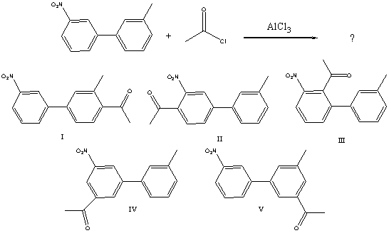 What would you expect to be the major product obtained from the following reaction?   A) I B) II C) III D) IV E) V