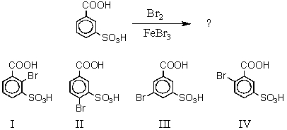 What would you expect to be the major product obtained from the following reaction?   A) I B) II C) III D) IV E) Equal amounts of II and IV.