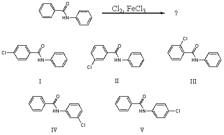 What would you expect to be the major product obtained from the following reaction?   A) I B) II C) III D) IV E) V