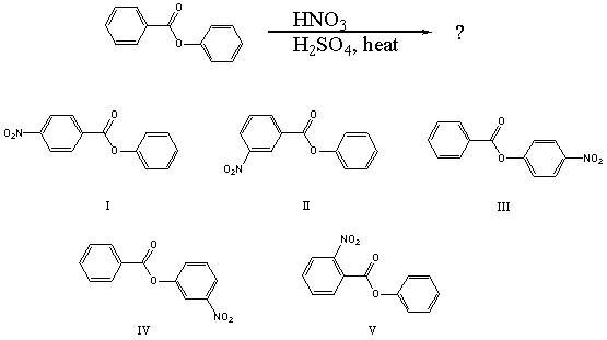 What would you expect to be the major product obtained from the following reaction?   A) I B) II C) III D) IV E) V
