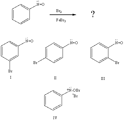 What would you expect to be the major product obtained from the following reaction?   A) I B) II C) III D) IV E) A mixture of II and III.