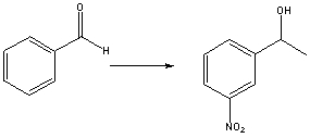 Which is the best sequence of reactions for the following transformation?   A) i) HNO<sub>3</sub>,H<sub>2</sub>SO<sub>4</sub>; ii) CH<sub>3</sub>MgBr,Et<sub>2</sub>O; iii) H<sub>2</sub>O,NH<sub>4</sub>Cl B) i) CH<sub>3</sub>MgBr,Et<sub>2</sub>O; ii) H<sub>3</sub>O<sup>+</sup>,heat; iii) HNO<sub>3</sub>,H<sub>2</sub>SO<sub>4</sub> C) i) HNO<sub>3</sub>,H<sub>2</sub>SO<sub>4</sub>; ii) NaBH<sub>4</sub>,H<sub>2</sub>O; iii) H<sub>3</sub>O<sup>+</sup>,heat D) i) HNO<sub>3</sub>,H<sub>2</sub>SO<sub>4</sub>; ii) LiAlH<sub>4</sub>,H<sub>2</sub>O; iii) H<sub>3</sub>O<sup>+</sup>,heat E) None of these syntheses is satisfactory.