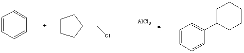 Draw a mechanism that explains the formation of the following product in this Friedel-Crafts alkylation:  
