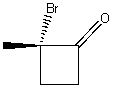 What is the correct IUPAC name for the following compound?   A) 2-Methyl-2-bromobutanone B) (S) -2-Bromo-2-methylcyclobutanone C) (R) -2-Bromo-2-methylcyclobutanone D) (S) -1-Bromo-1-methyl-2-cyclobutanone E) (R) -1-Bromo-1-methyl-2-cyclobutanone
