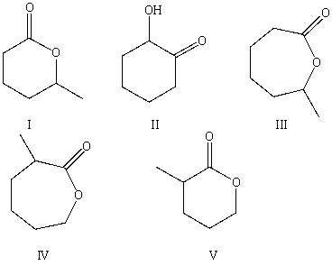 Select the structure of the major product in the following reaction.     A) I B) II C) III D) IV E) V
