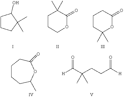 Select the structure of the major product in the following reaction.     A) I B) II C) III D) IV E) V