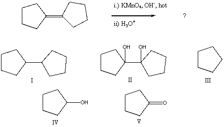 Select the structure of the major product in the following reaction.   A) I B) II C) III D) IV E) V