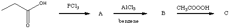 The product,E,of the following sequence of reactions   would be:   A) I B) II C) III D) IV E) None of these choices.