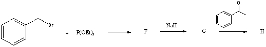 The product,H,of the following reaction sequence,   would be: A)    B)    C)    D) C<sub>6</sub>H<sub>5</sub>CH<sub>2</sub>CH=CHC<sub>6</sub>H<sub>5</sub> E)   