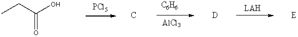 The product,E,of the following reaction sequence,   would be:   A) I B) II C) III D) IV E) V