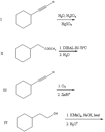 A good synthesis of     A) I B) II C) III D) IV E) All of these are equally useful.