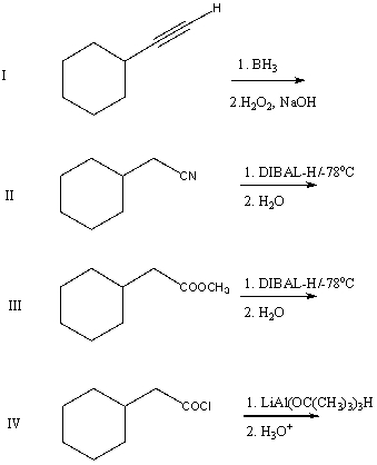 A good synthesis of     A) I B) II C) III D) IV E) All of these are equally useful.